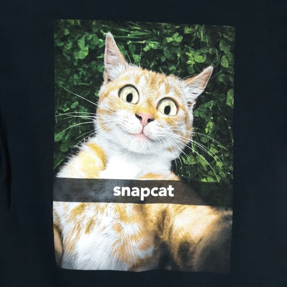 Snapcat Graphic T-Shirt Black Short Sleeve Unisex Medium Cotton Blend - Picture 2 of 4